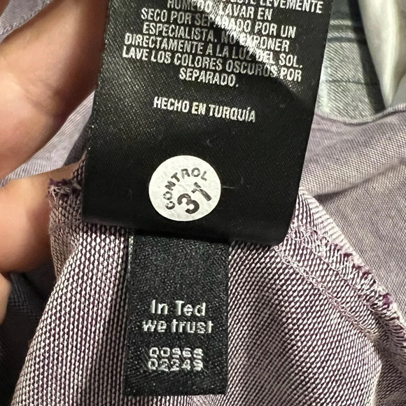 🌻 Ted Baker Timothy Slim Fit Cotton Jersey Shirt size 5 in heathered Purple - Picture 8 of 9
